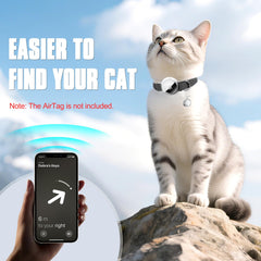 ZOWPET AirTag Cat Collar showing stepless adjustment for best fit.