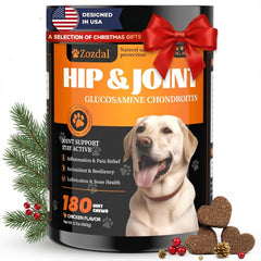 Zozdal dog joint supplement bottle closeup for reliable joint support.