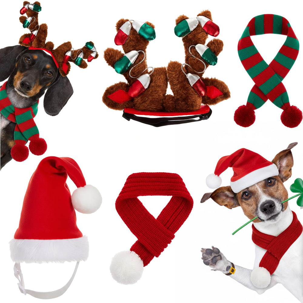 Zubebe reindeer antlers headband on a dog for a festive holiday look