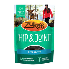 Zuke’s Hip and Joint front packaging shows real beef treats for dogs