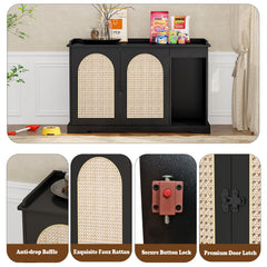 ZUNLANTK litter box enclosure rattan doors add decorative farmhouse appeal