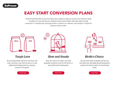 ZuPreem Sensible Seed Bird Food feeding area with a small bird enjoying a bowl.