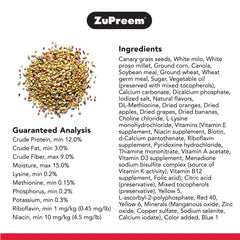 ZuPreem Sensible Seed Bird Food closeup of pellet blend and seed variety for parakeets.