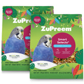 ZuPreem Smart Selects bag-and-bowl show a balanced daily mix for small birds.