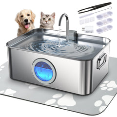 Zuqqony 12L dog fountain in stainless steel provides multi-pet hydration.