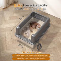 Zuqqony XXXL stainless steel litter box lid open demonstrates easy cleaning access.