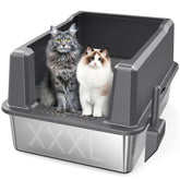 Zuqqony XXXL stainless steel litter box with lid shows roomy space for large cats.