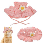 Zyghjort pink cat hat with flower close-up showing soft cotton knit