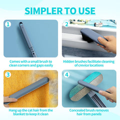 Zyluria Pet Hair Remover Brush top view highlights wide cleaning area.