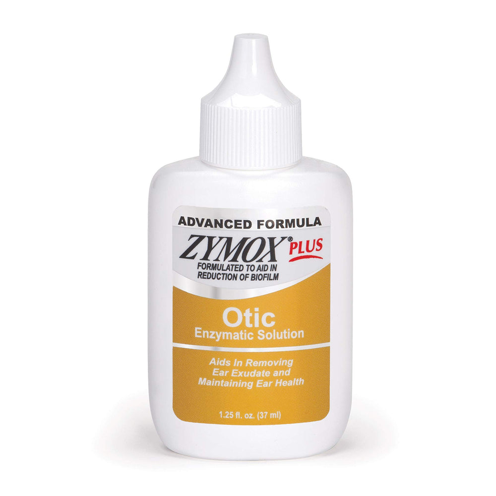 Zymox Advanced Formula Otic Plus bottle for at-home pet ear care