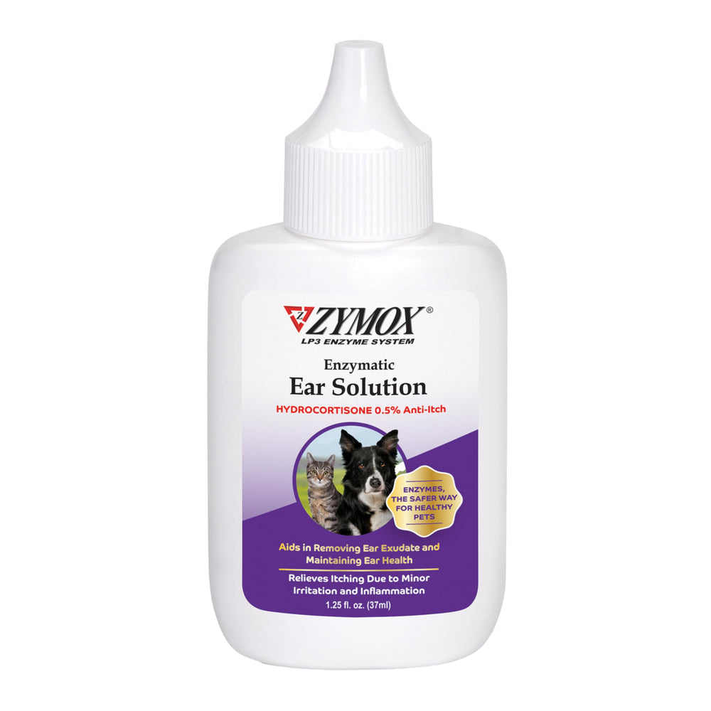 Zymox ear-solution bottle pour for easy pet ear care
