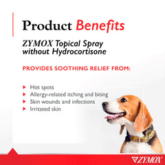 Zymox Pet Spray being applied to a dog's skin