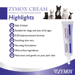 Close-up of Zymox topical cream texture, smooth and gentle.