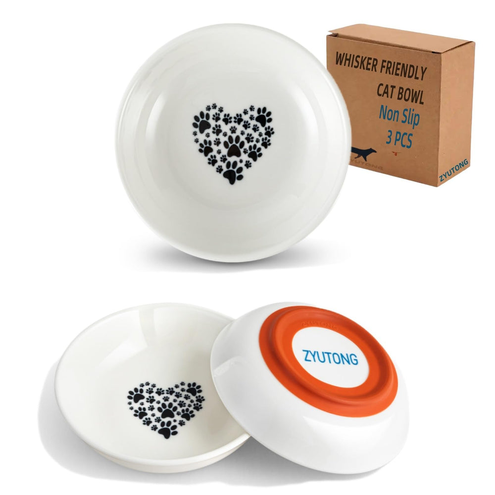 ZYUTONG cat bowl with non-slip silicone base for mess-free dining.