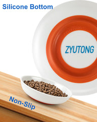 ZYUTONG wide shallow cat bowl design reduces whisker fatigue during meals.