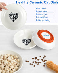 ZYUTONG heart-pattern cat bowls add charm to feeding time.