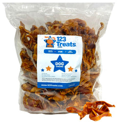 123 Treats bulk pig ears bag front—natural single-ingredient dog chew