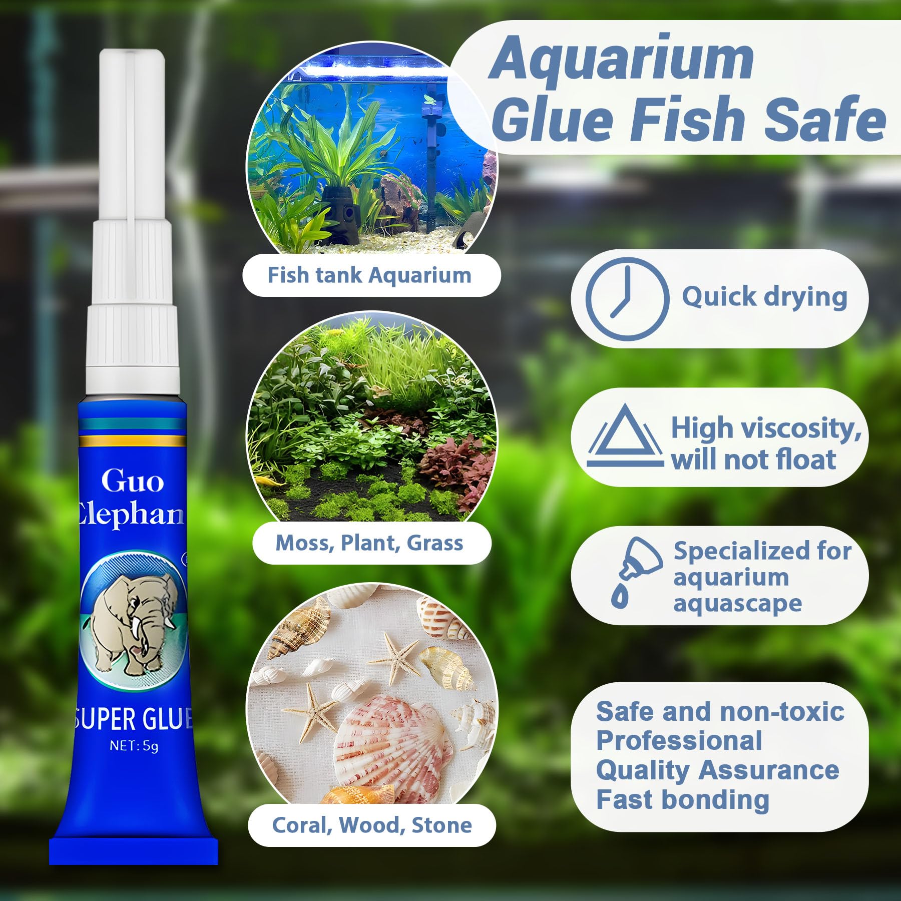 1DFAUL Aquarium Glue versatile for stone, moss, and plastic decorations