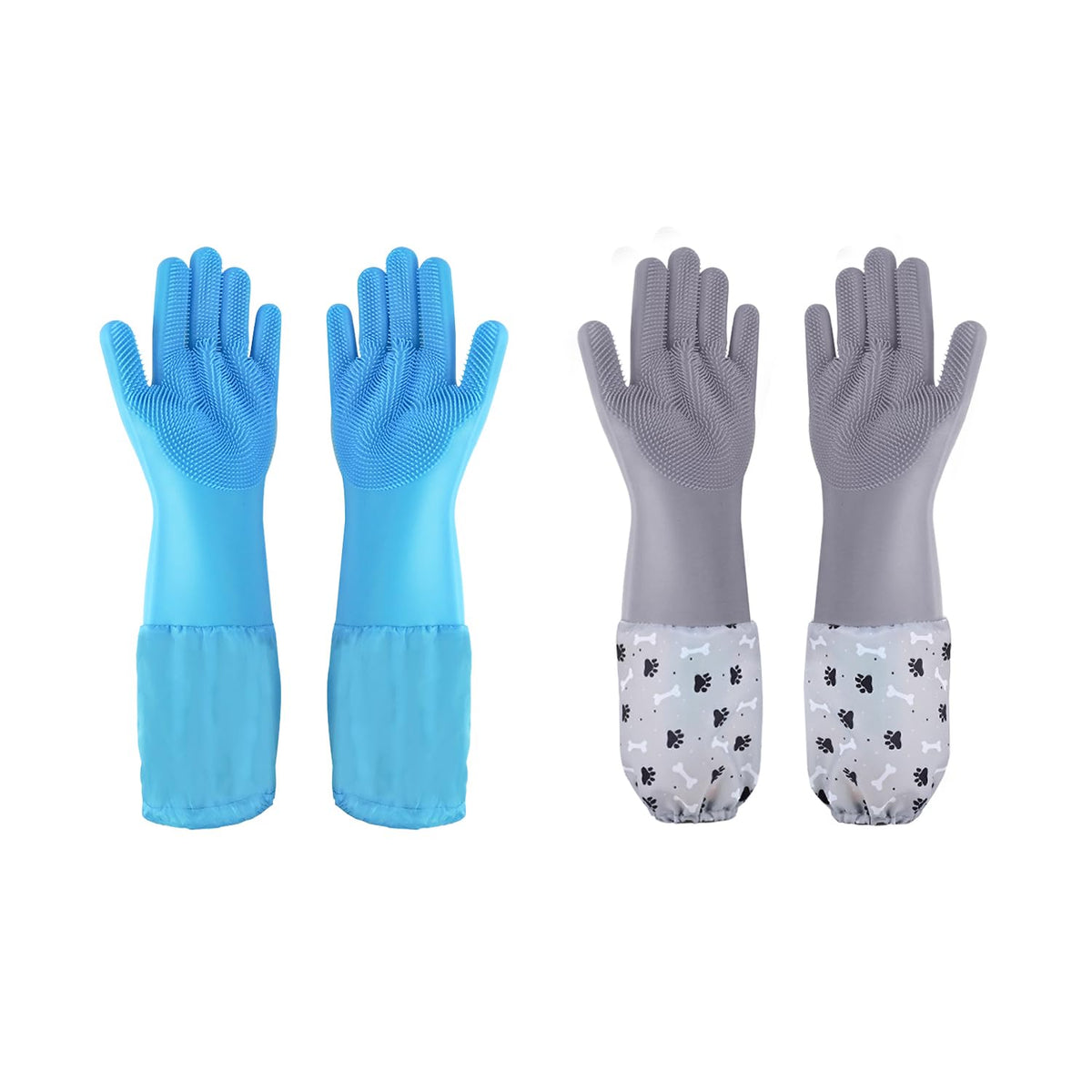 1TO3GO pet grooming gloves blue on hand closeup reduces shedding during bath