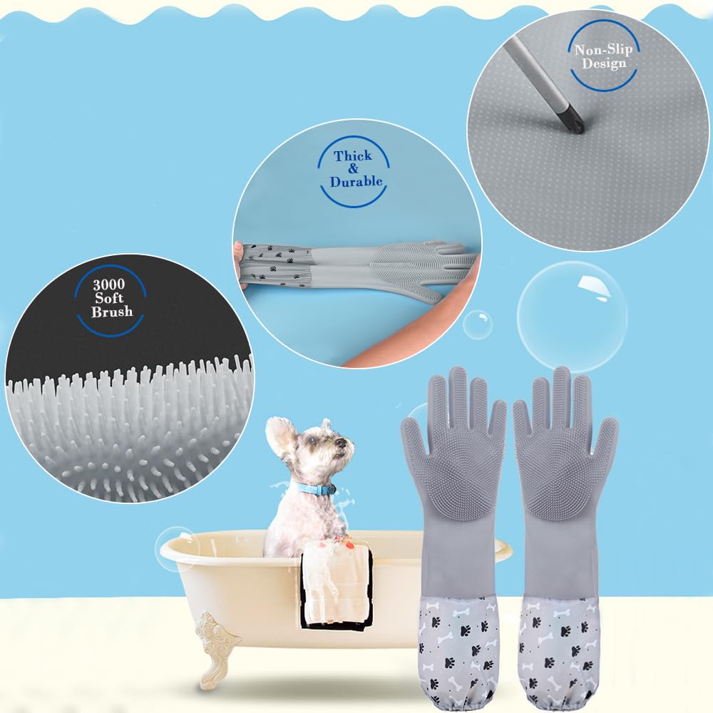 1TO3GO gloves massaging bristles remove loose fur while you bathe pets.