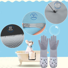 1TO3GO gloves massaging bristles remove loose fur while you bathe pets.
