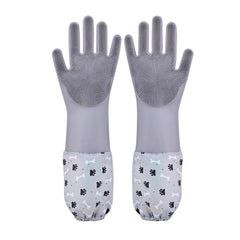 1TO3GO pet grooming gloves silicone-bristles close-up for gentle bath-time cleansing.