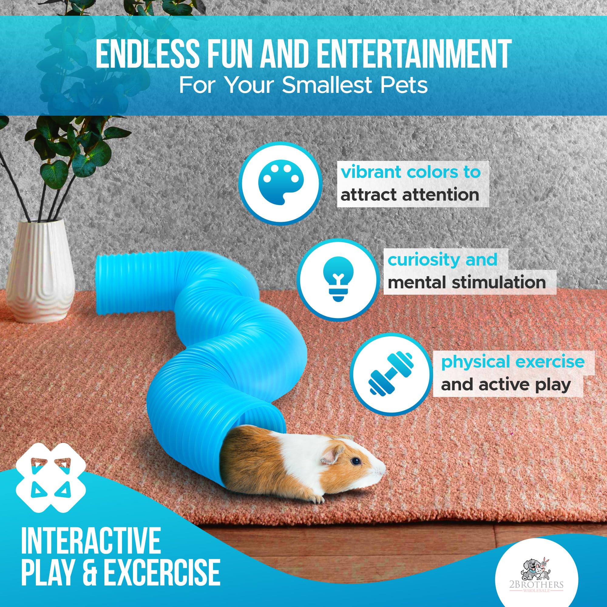 2 Brothers Wholesale fun ferret tunnels blue closeup emphasizes durable construction.