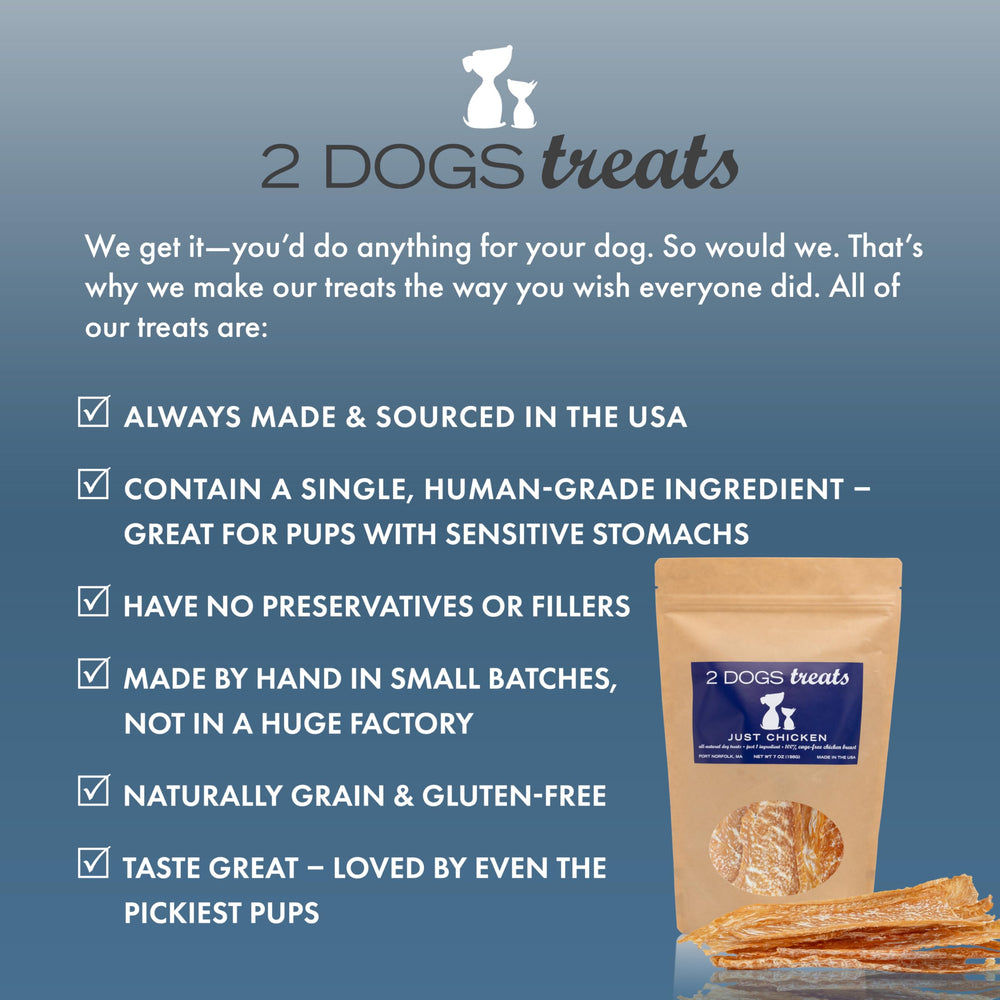 2 Dogs Treats no fillers or preservatives emphasis on clean ingredients