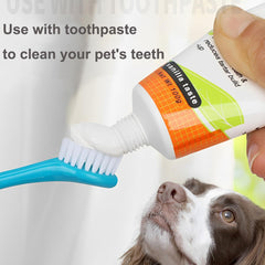2-pcs dog toothbrush double-headed 360-degree design reaches back teeth for comprehensive care.