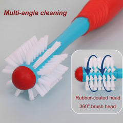 2-pcs dog toothbrush double-headed comfortable non-slip handle aids secure grip during brushing.