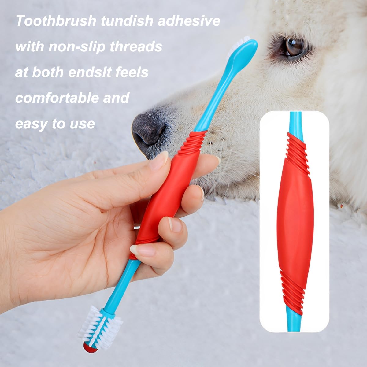2-pcs dog toothbrush double-headed mini head for small teeth fits pets' mouths for precise cleaning.