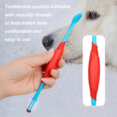 2-pcs dog toothbrush double-headed mini head for small teeth fits pets' mouths for precise cleaning.