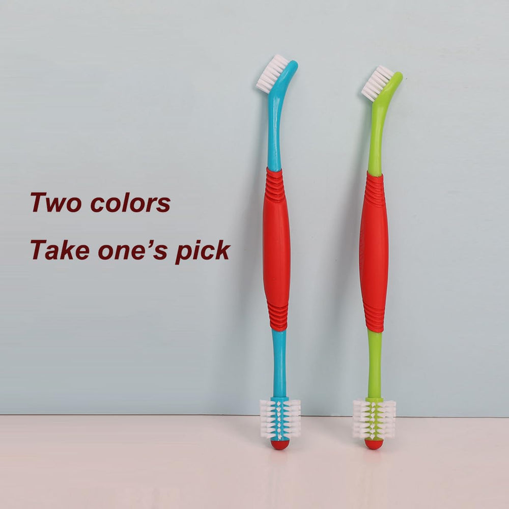 2-pcs dog toothbrush double-headed approximately 8 inches long for easy handling.