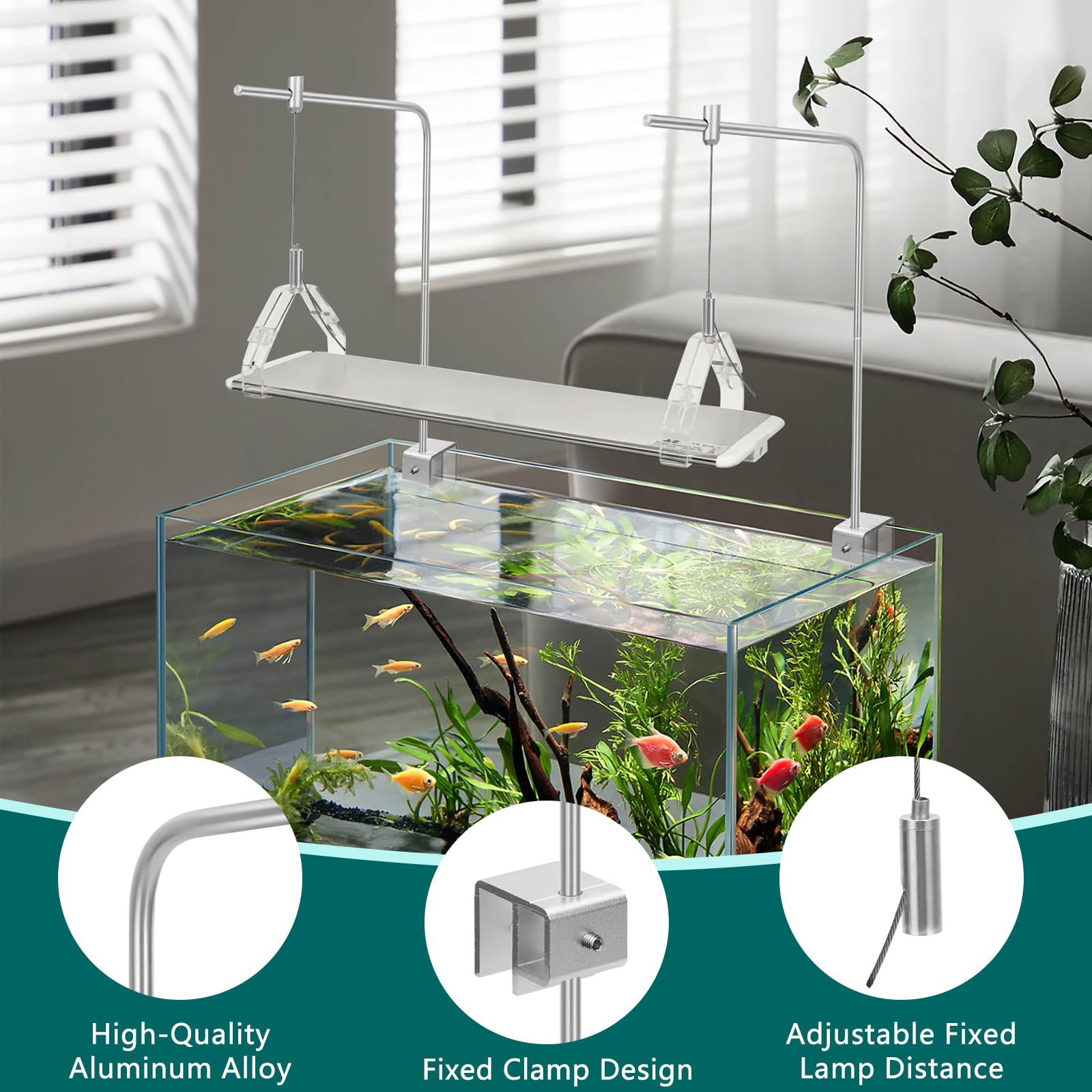 2Pcs Aquarium Light Rack magnesium-aluminum alloy close-up highlights corrosion resistance