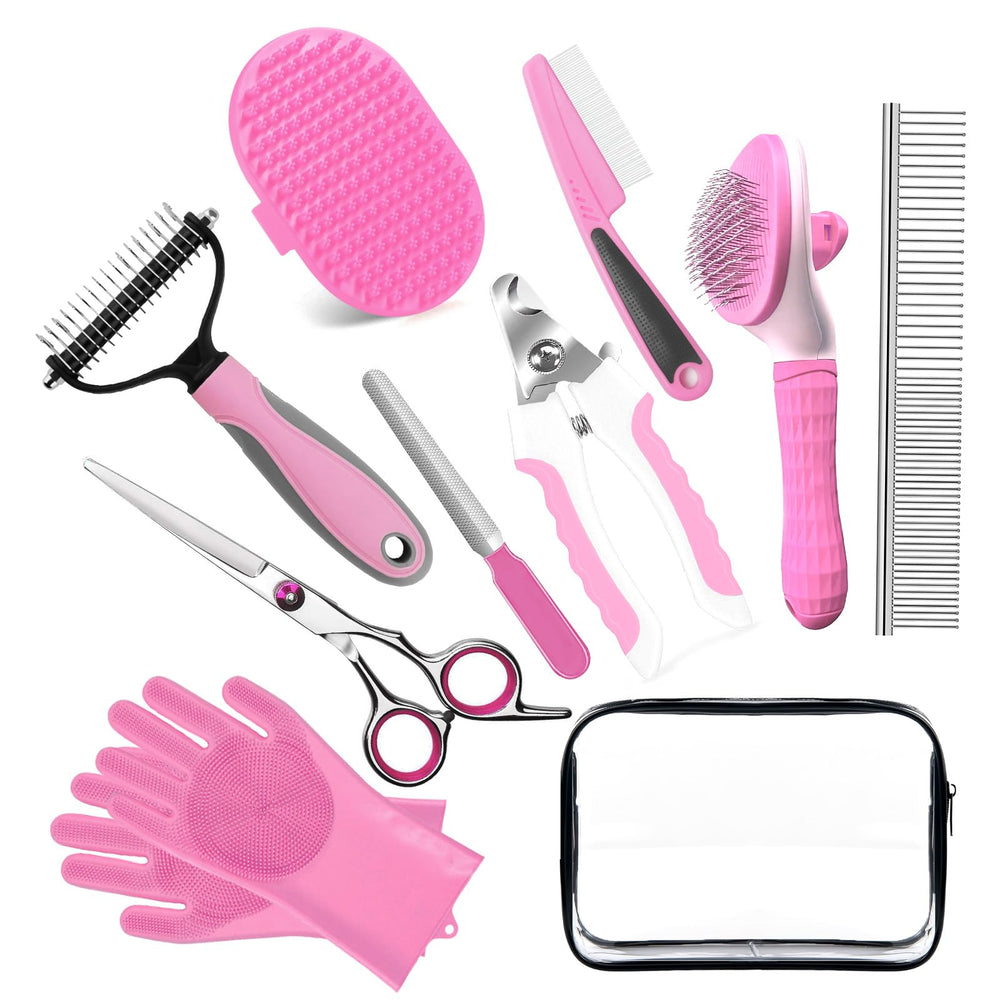 2TRUL bath grooming kit self-cleaning shedding brush reduces loose fur during grooming