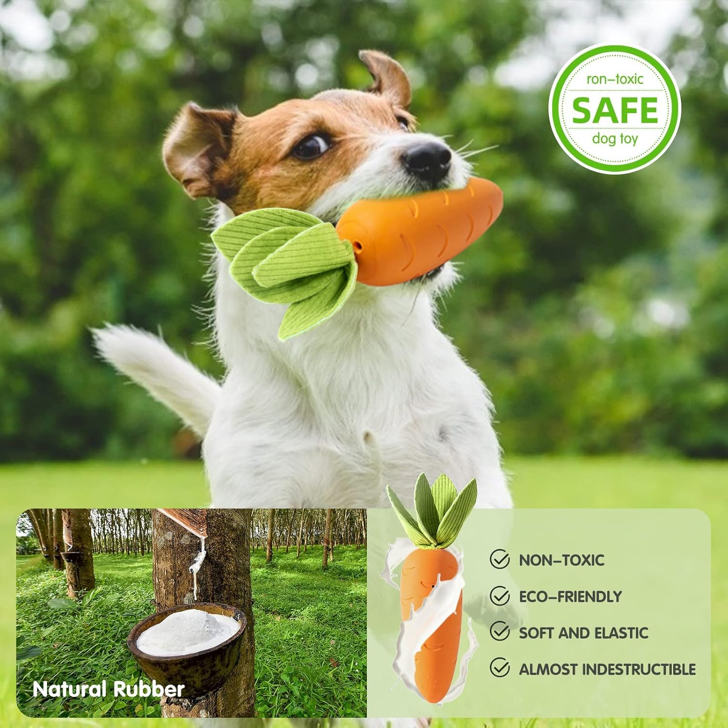 2TRUL dog toy carrot leaves close-up teeth cleaning and gum massage.