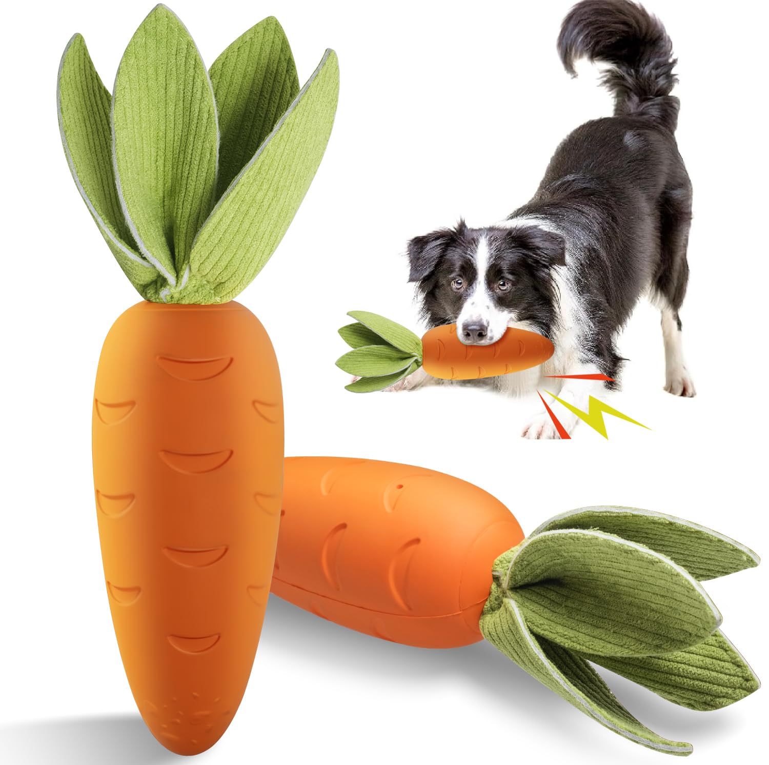 2TRUL dog toy squeaky carrot 9.5-inch for engaging fetch and stress relief.
