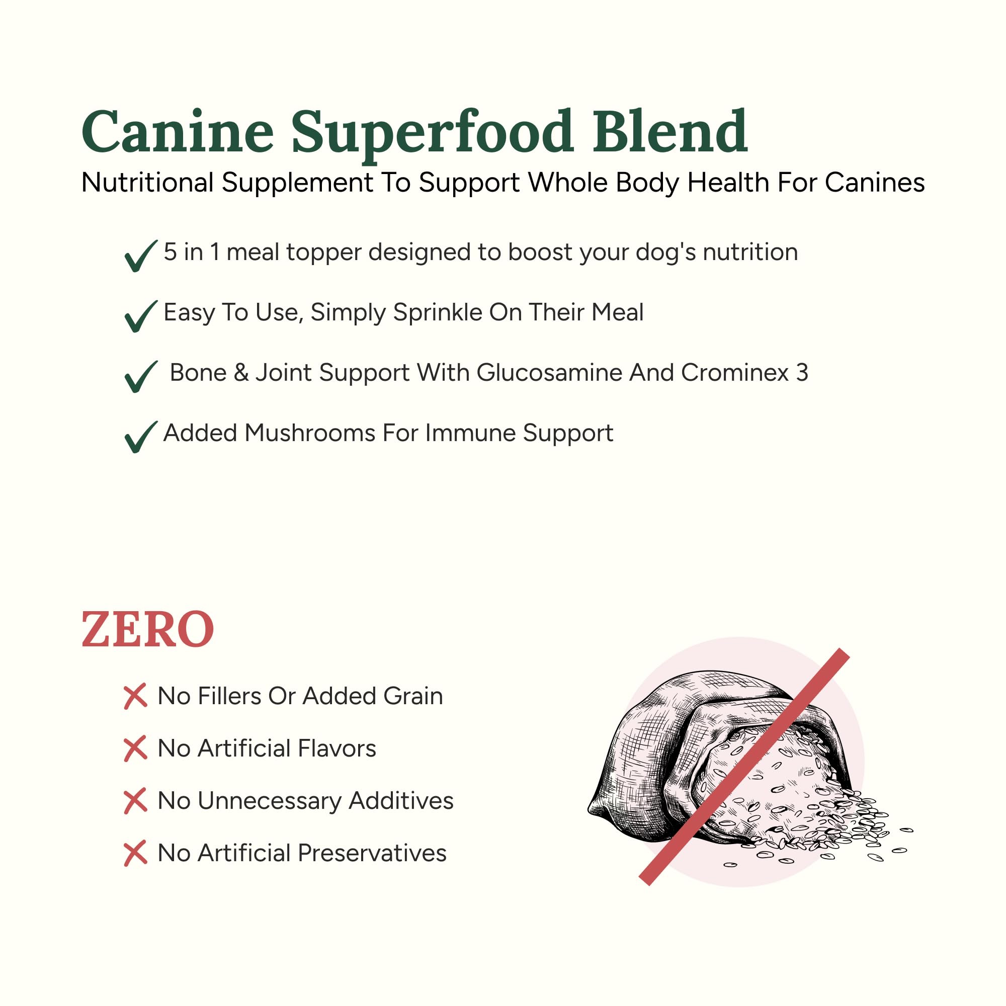 360 Pet Nutrition Canine Superfood Boost dog meal topping adds nutrients