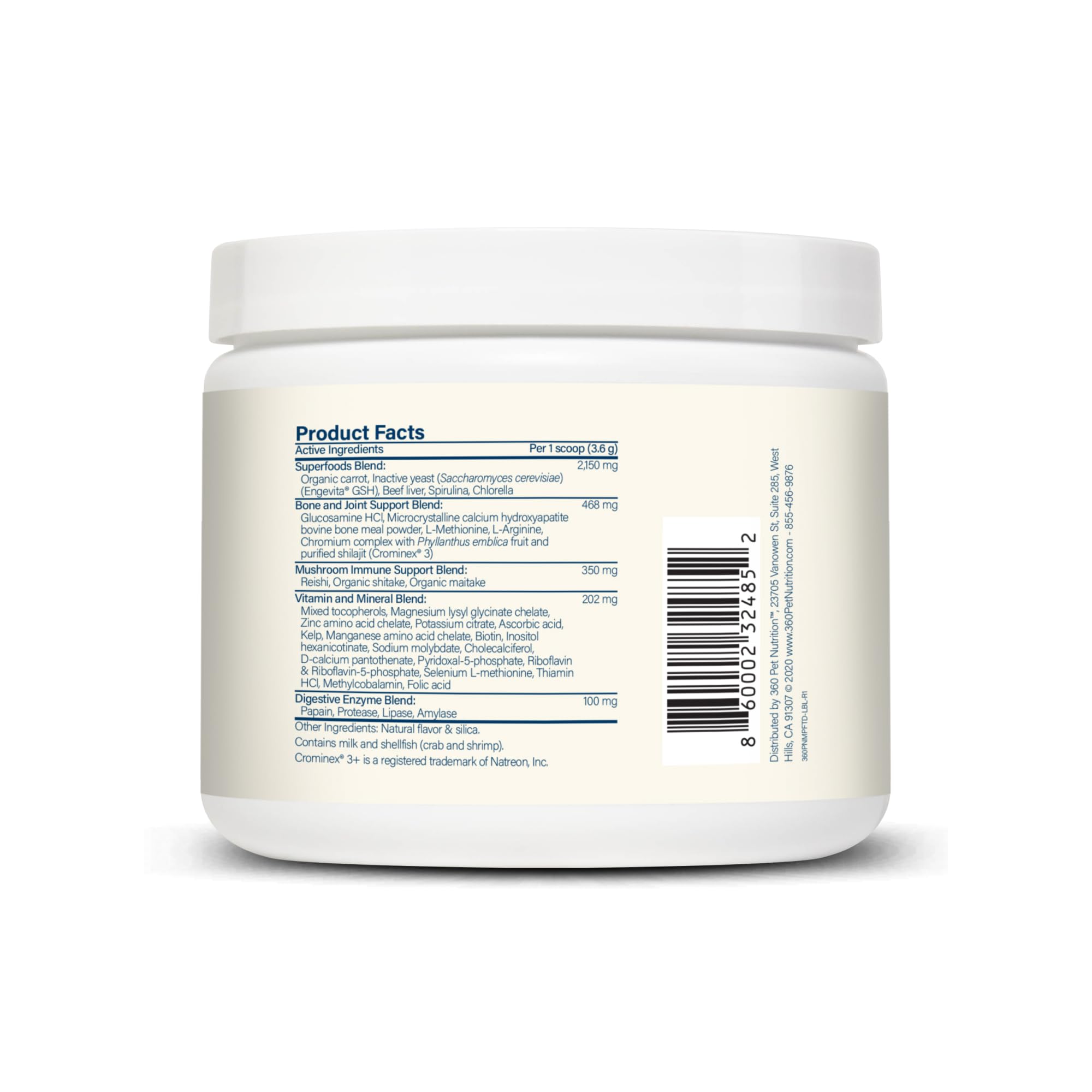 360 Pet Nutrition Canine Superfood Boost scoop for precise daily nutrition