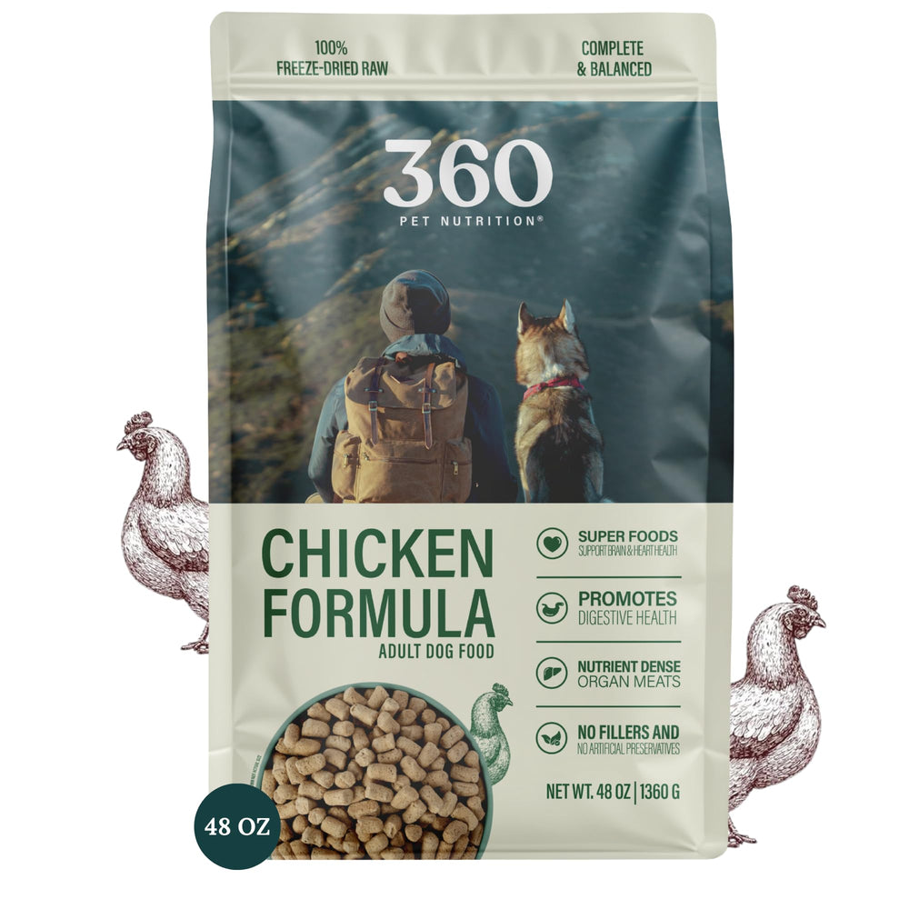 360 Pet Nutrition freeze-dried chicken liver organs bowl for full-meal experience