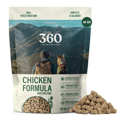 360 Pet Nutrition freeze-dried raw dog food chicken bites for high-protein meals