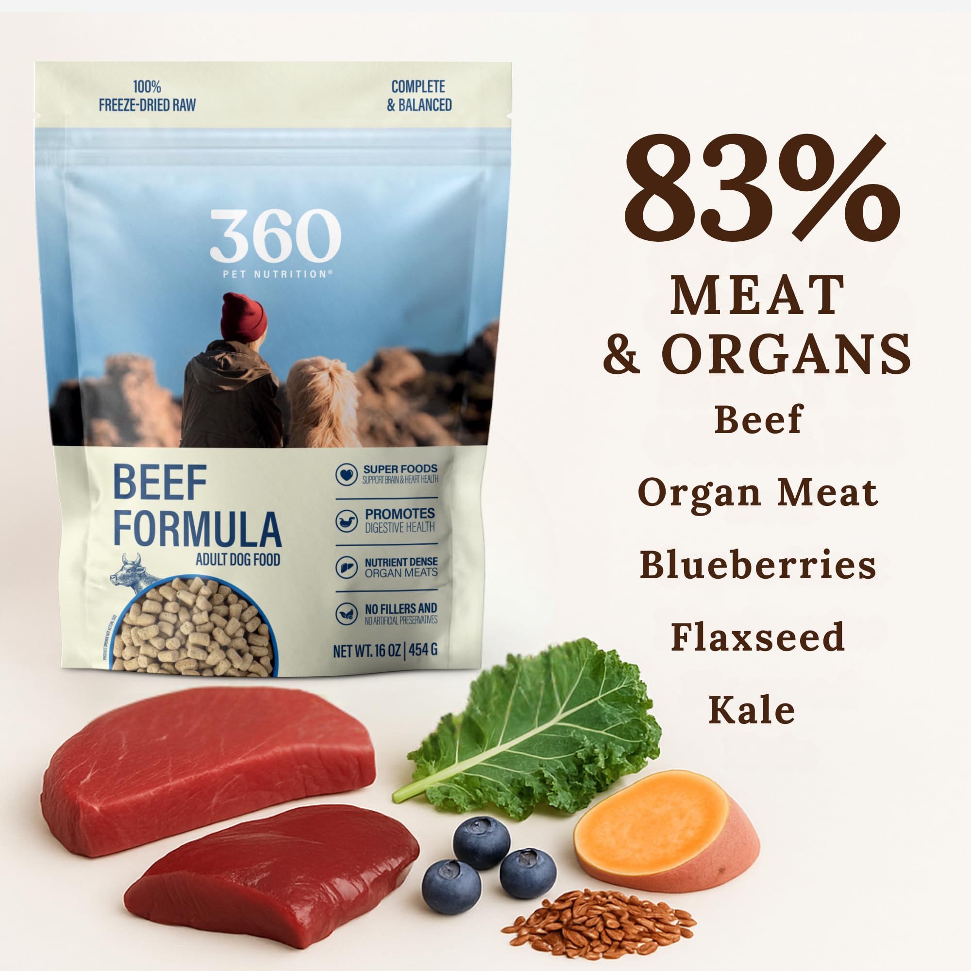 360 Pet Nutrition omega-3s fruits veggies image—balanced bites for healthy-looking meals