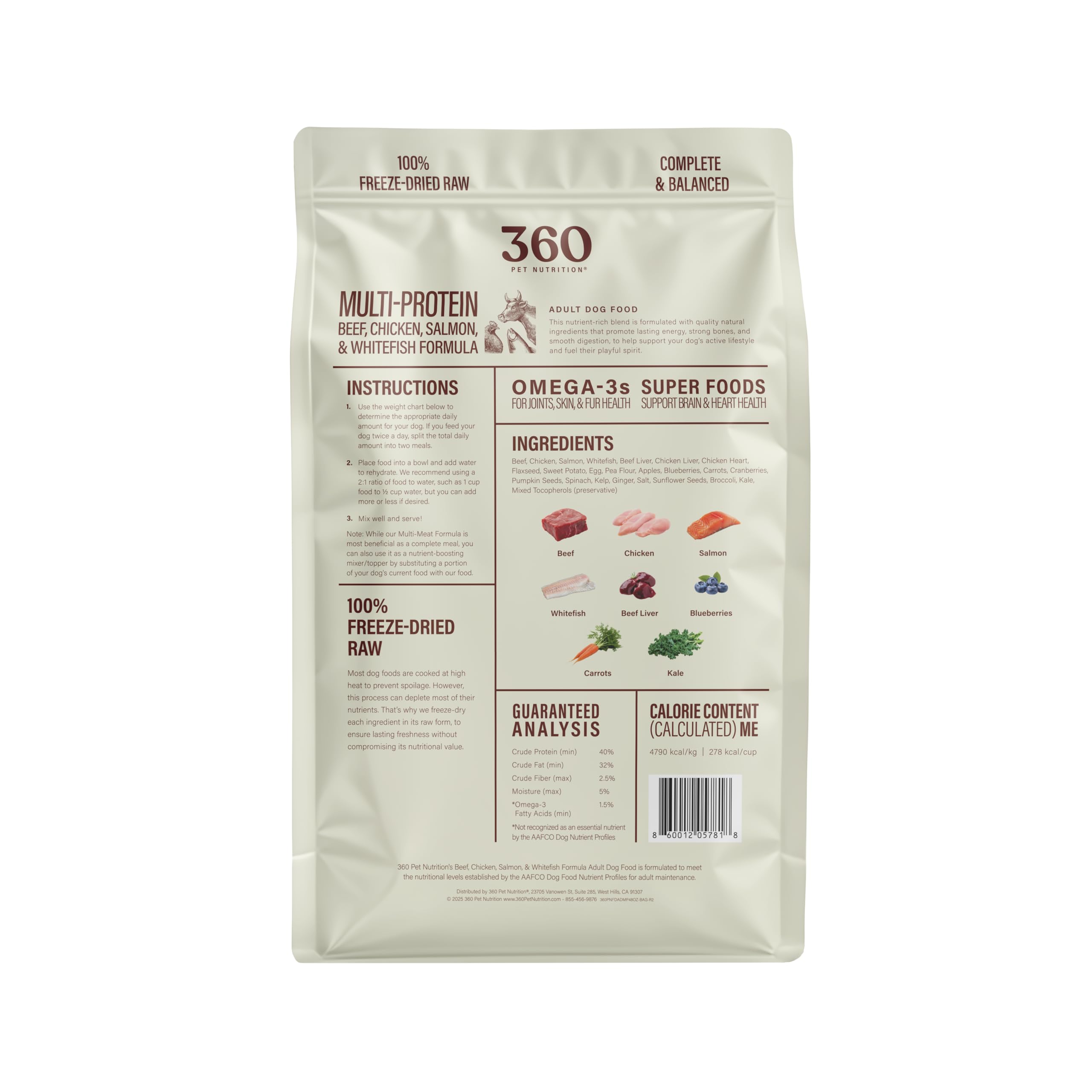 360 Pet Nutrition resealable packaging keeps freshness and flavor intact.