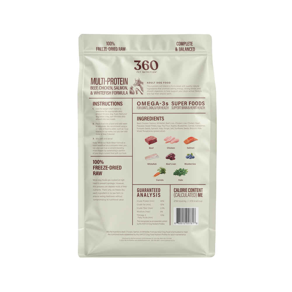 360 Pet Nutrition resealable packaging keeps freshness and flavor intact.