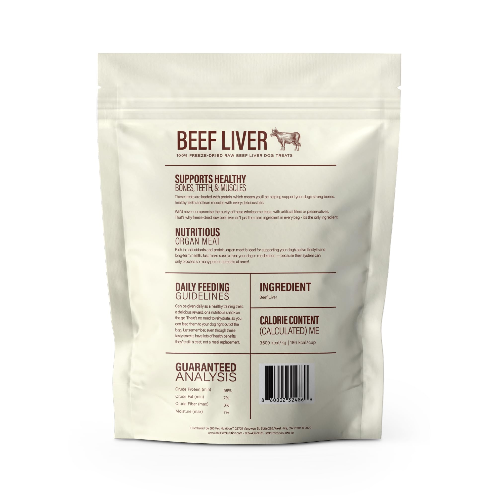 360 Pet Nutrition training snacks with beef liver for positive reinforcement.