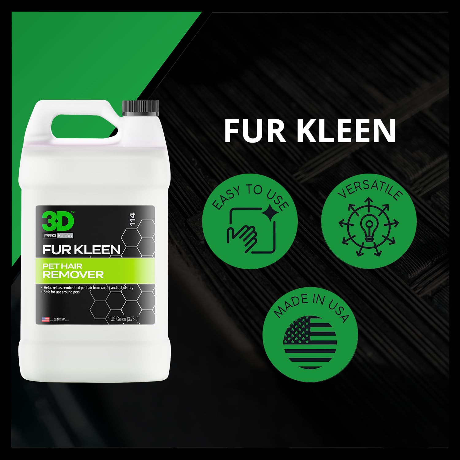 3D Fur Kleen brush-action removal illustrates rapid fur release from fibers.