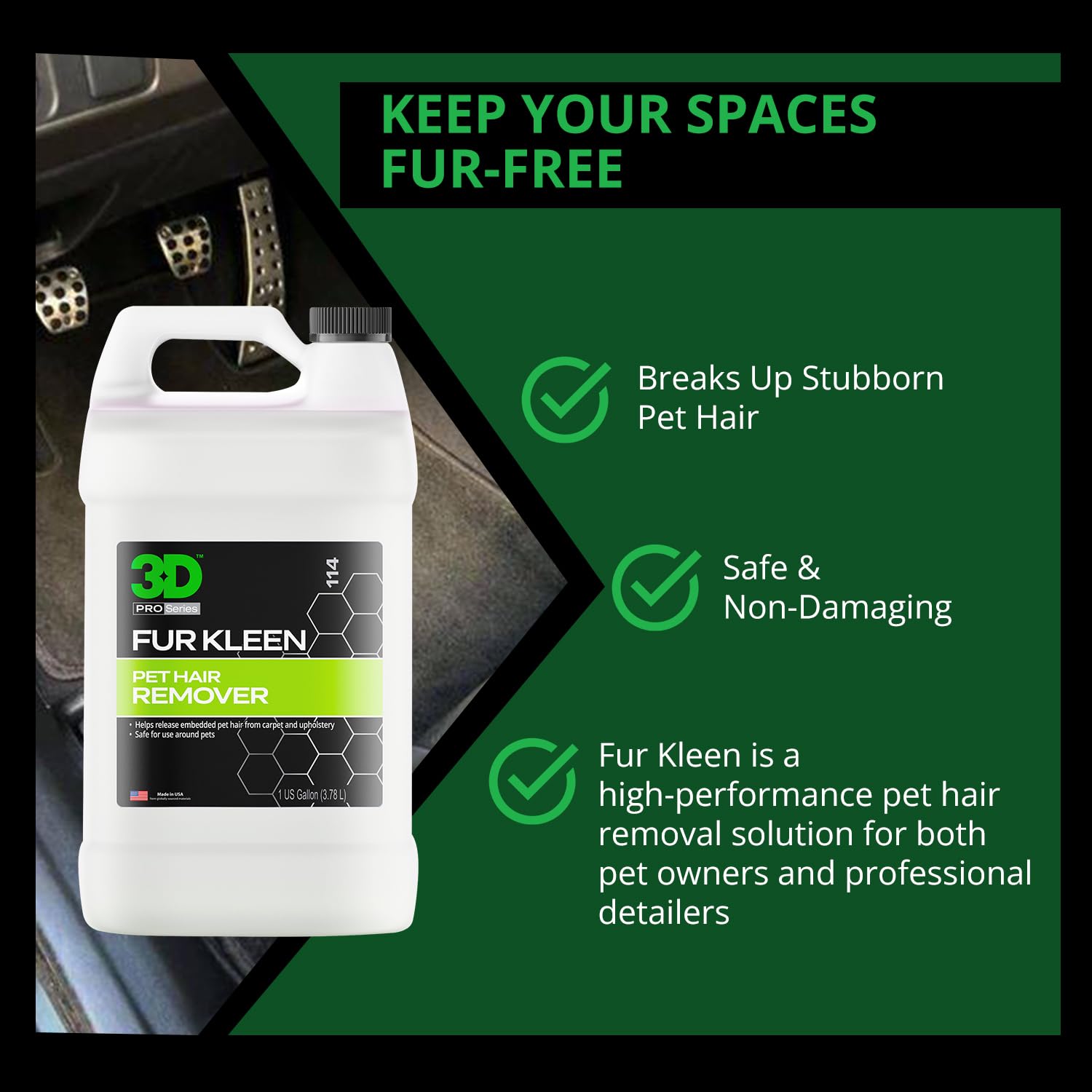 3D Fur Kleen upholstery application demonstrates safe cleaning on sofa fabrics.