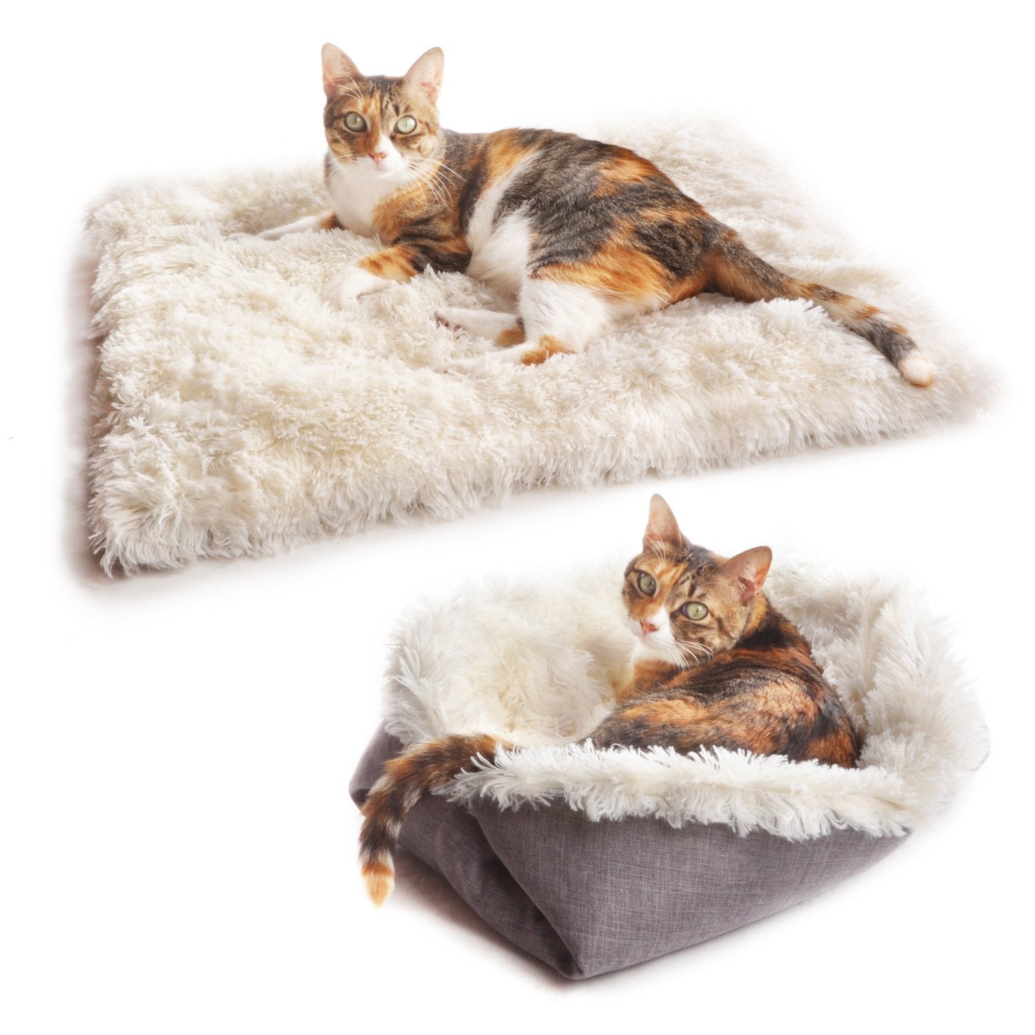 4CLAWS furry pet bed mat convertible white flat – plush lounging surface for cats
