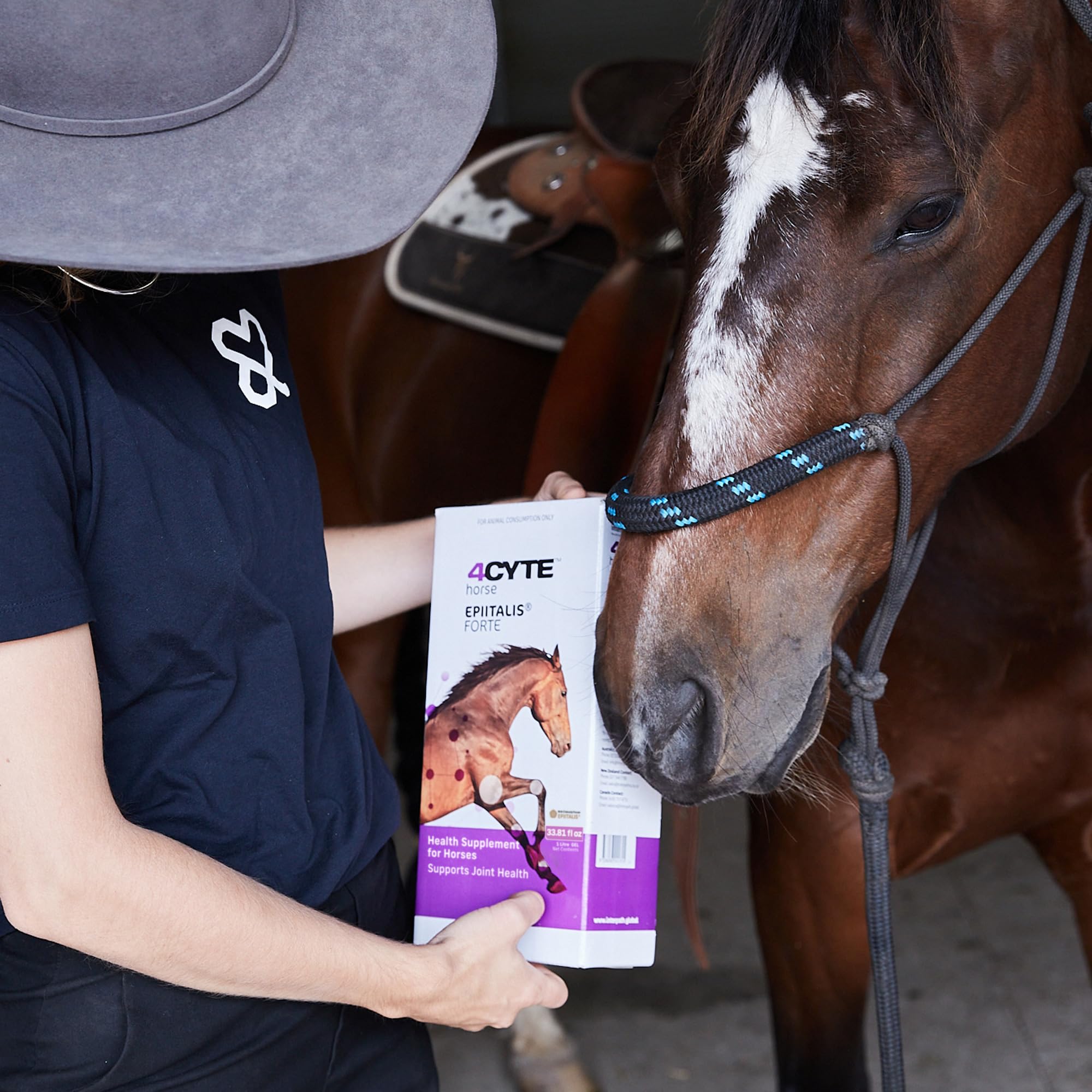 4CYTE Epiitalis Forte Horse pour shows easy administration during feeding.