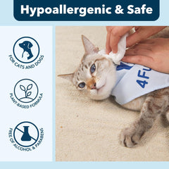 4furbaby thick-soft-durable wipes shown for fast, water-free cleanups on paws and fur.